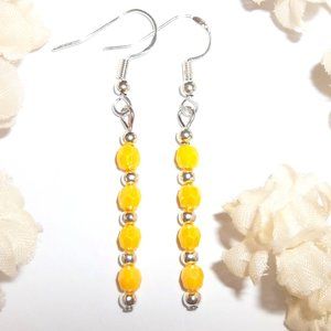 Earrings Yellow Aurora Borealis Beaded NWT 6285